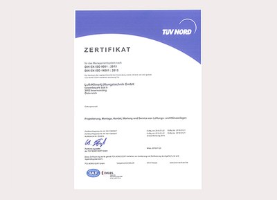 Zertifizierung – ISO 9001 und 14001